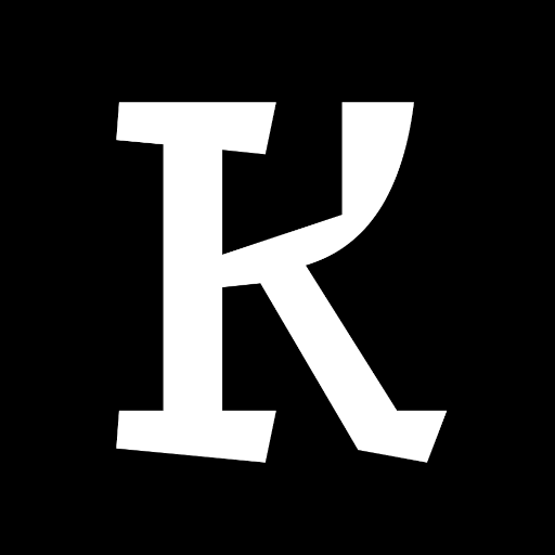 Quadratisches Logo, Weißes K auf schwarzem Grund